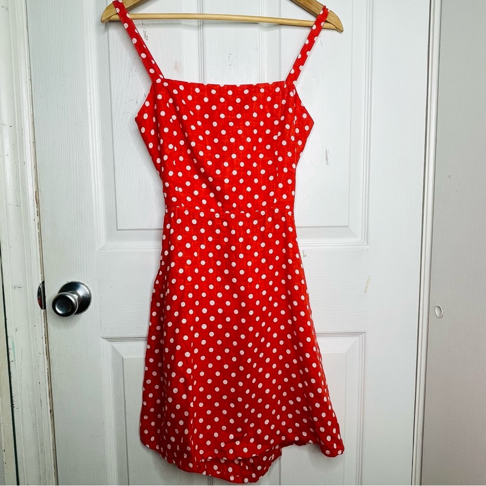 Faithful The Brand Stepper Linen Red Polka Dot Dress Size 4